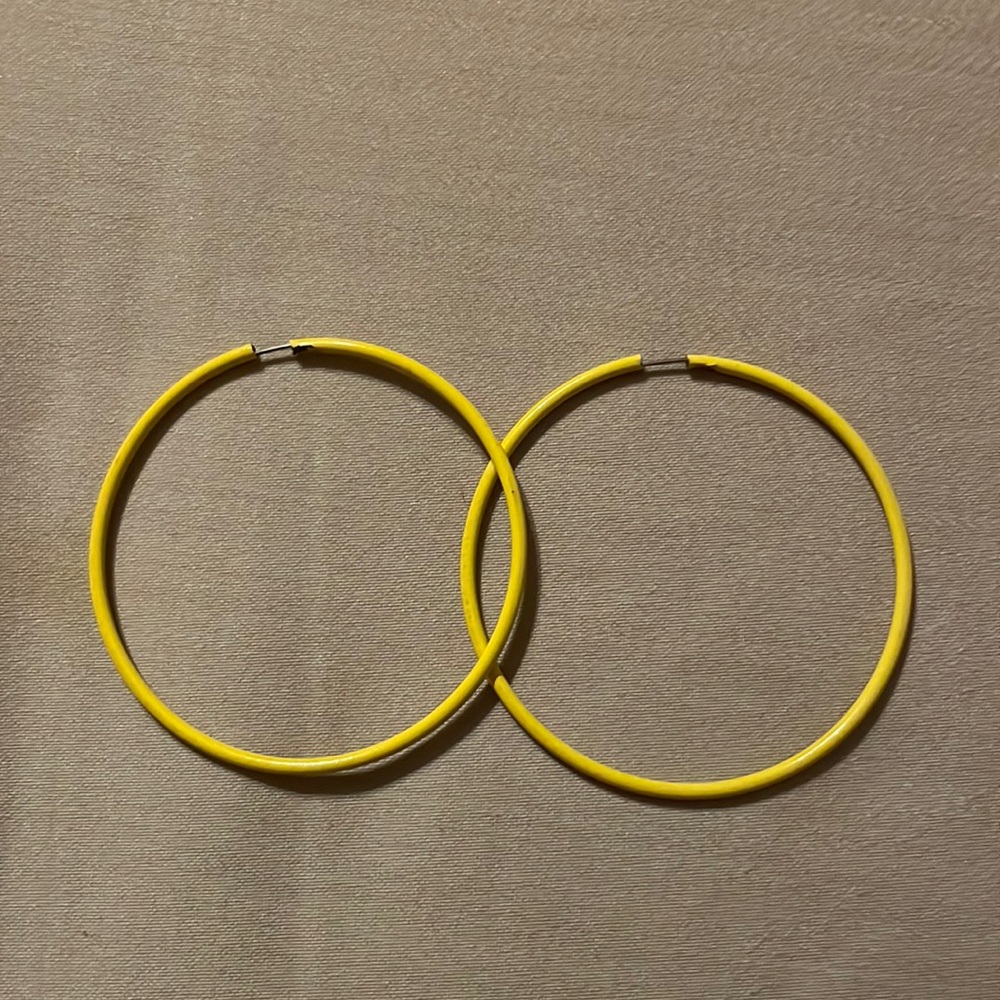 Large Yellow Hoop earrings
